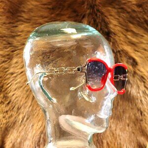Bold Red Sunglasses with Gold Chain-Link Arms